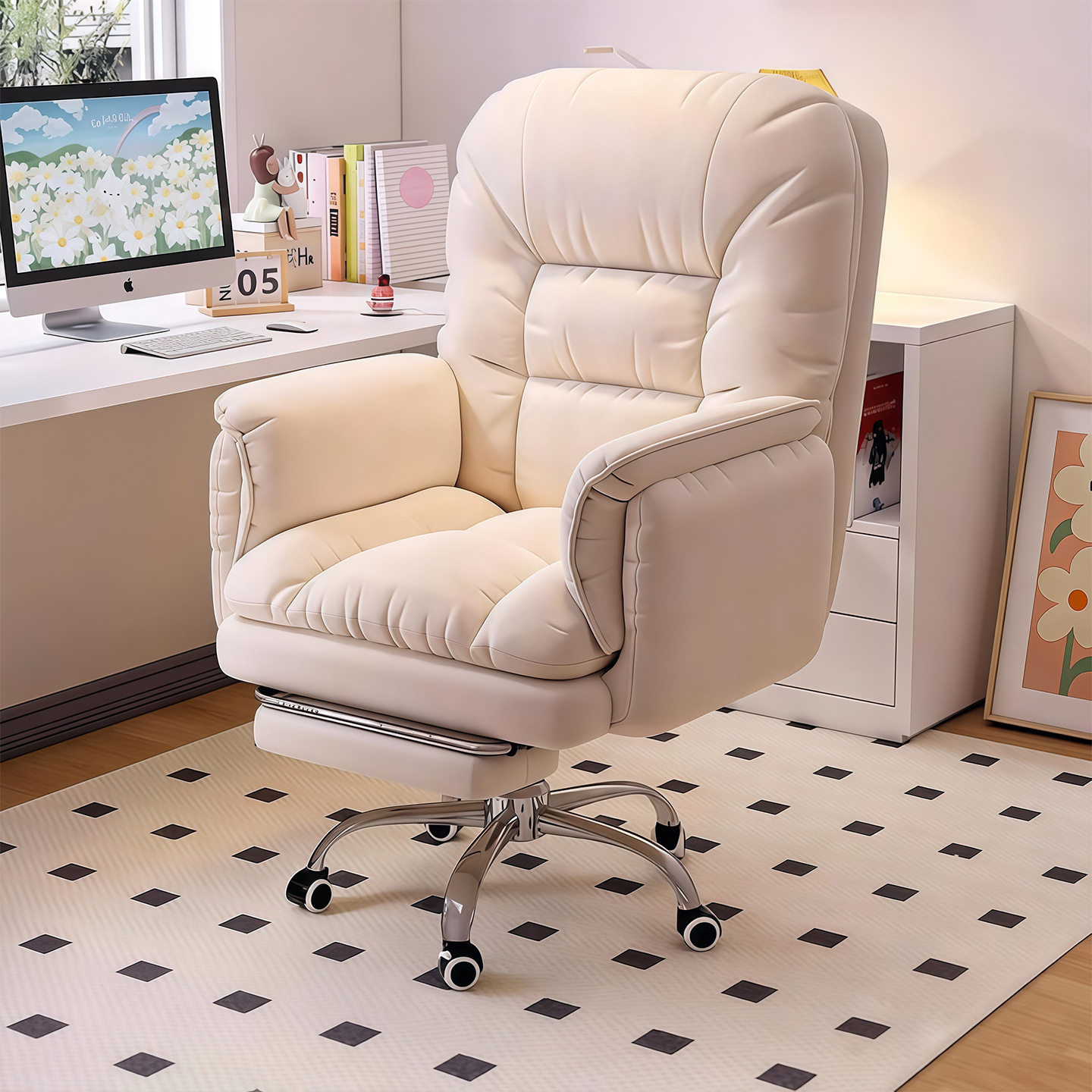 设计感沙发椅可爱风单人电脑椅舒适久坐办公椅子轻奢高级感老板椅