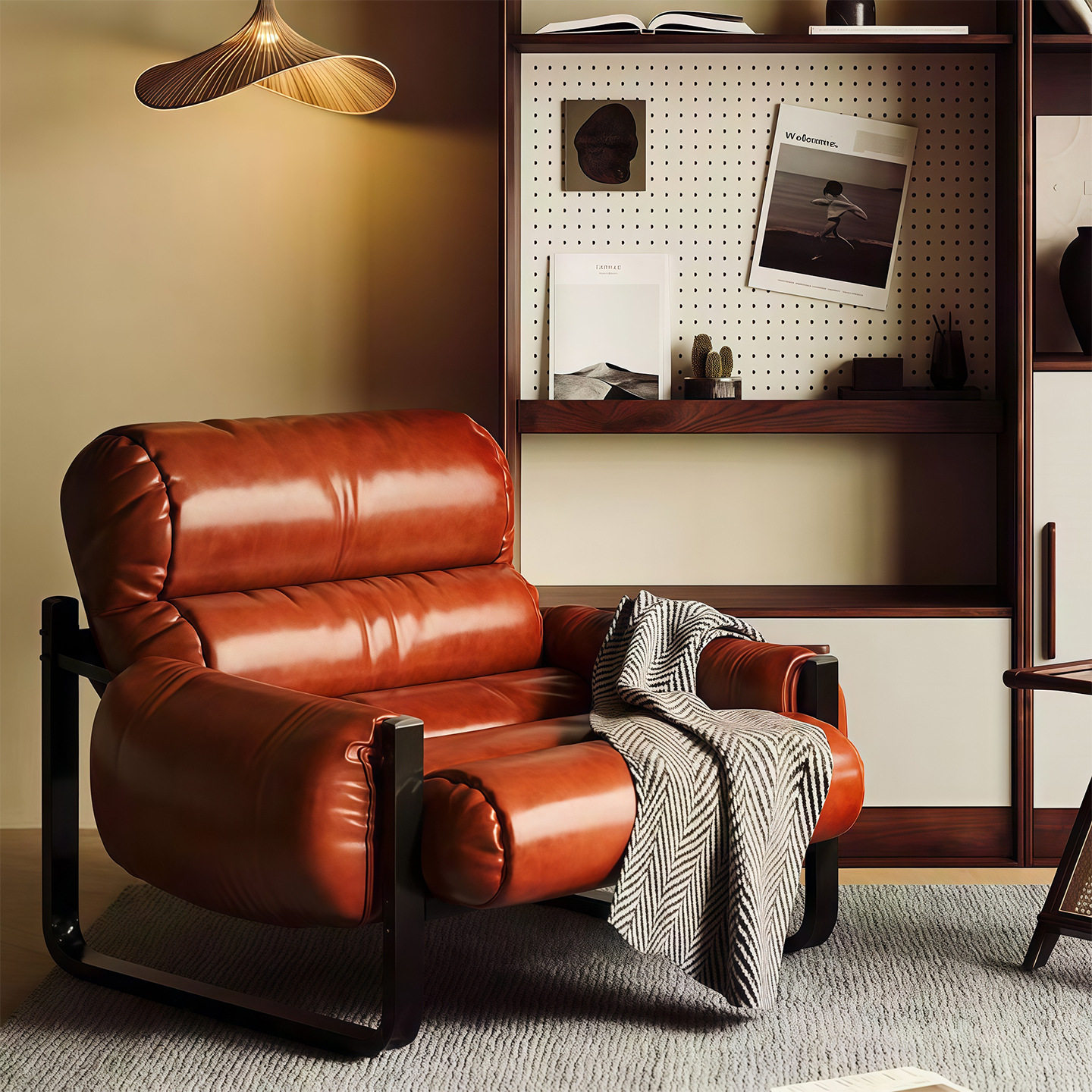 单人懒人沙发椅可躺可睡中古风泽西岛椅阳台家用午休椅子卧室躺椅