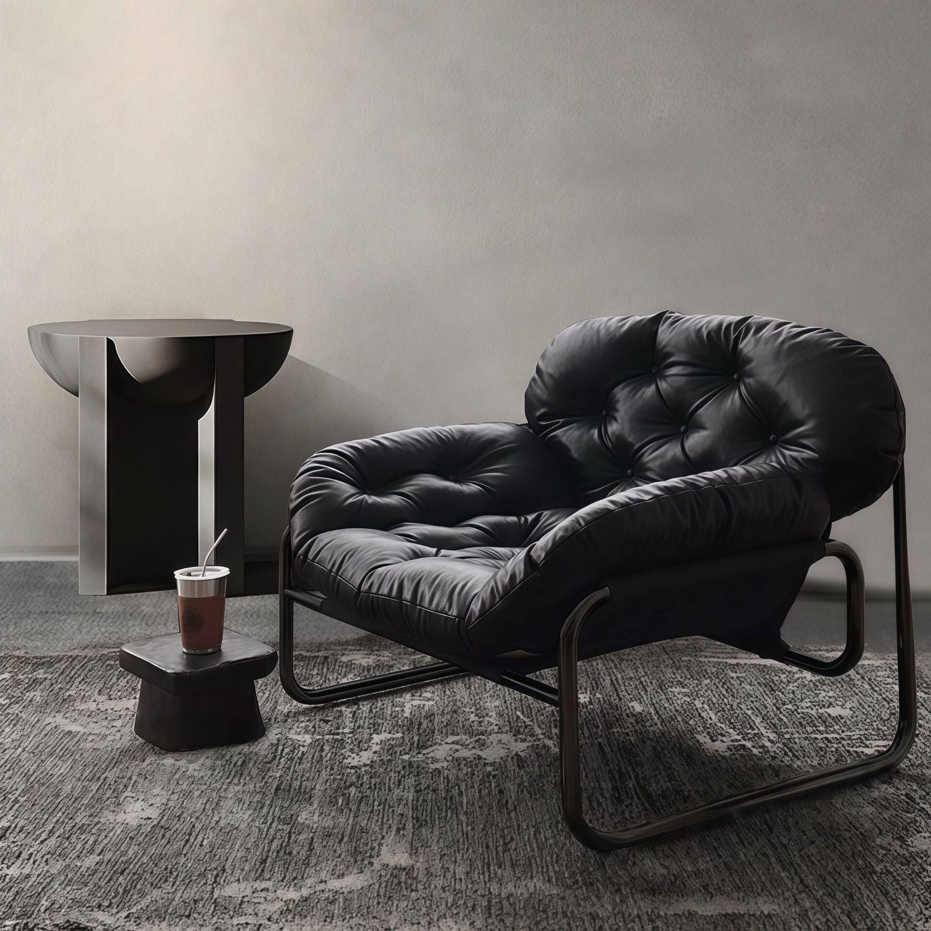 懒人休闲中古风风黑色轻奢高级感单椅子单人沙发设计师沙发椅客厅