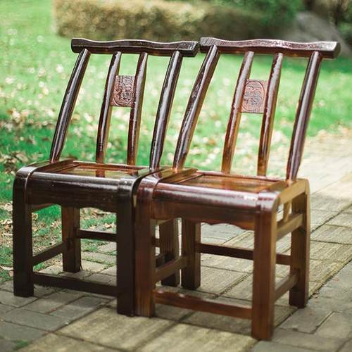 cs明清胡桃色仿古实木老式靠背椅子家用成人农家乐小椅子餐桌椅子