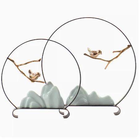 创意铁艺陶瓷假山摆件现代新中式餐厅书架玄关样板间室内软装饰品,自行车/骑行装备/零配件,更多零件/配件,淘宝优惠券,粉丝福利购,淘宝优惠卷