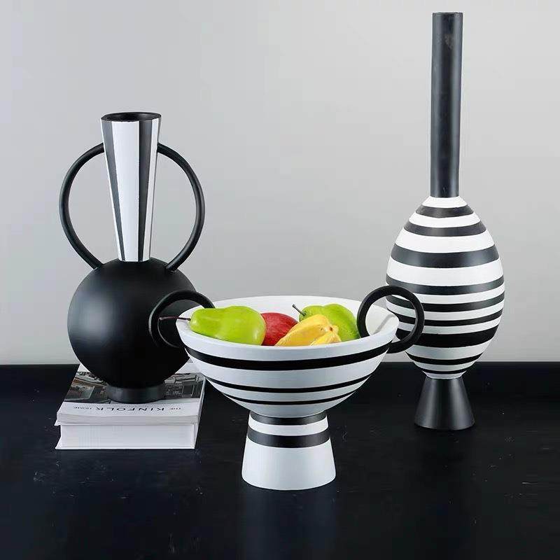 北欧创意黑白条纹树脂花瓶摆件客厅餐桌电视柜干花插花器玄关装饰,清洗/食品/商业设备,风口/风叶/风机配件,淘宝优惠券,粉丝福利购,淘宝优惠卷