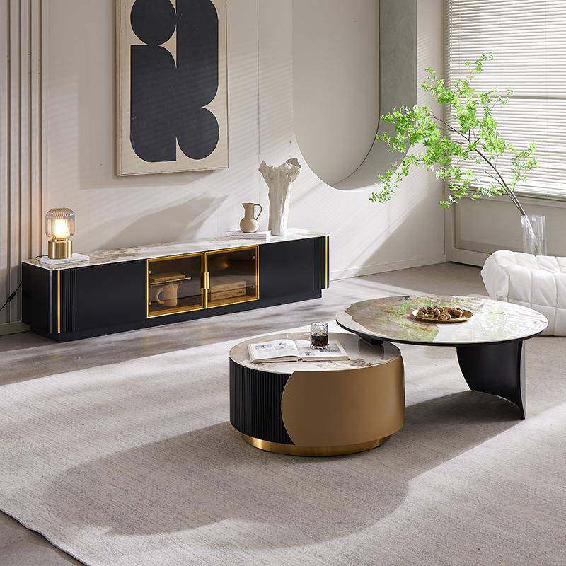 现代小户型铁艺子母圆形茶几简约北欧客厅轻奢岩板茶几电视柜组合,自行车/骑行装备/零配件,更多零件/配件,淘宝优惠券,粉丝福利购,淘宝优惠卷