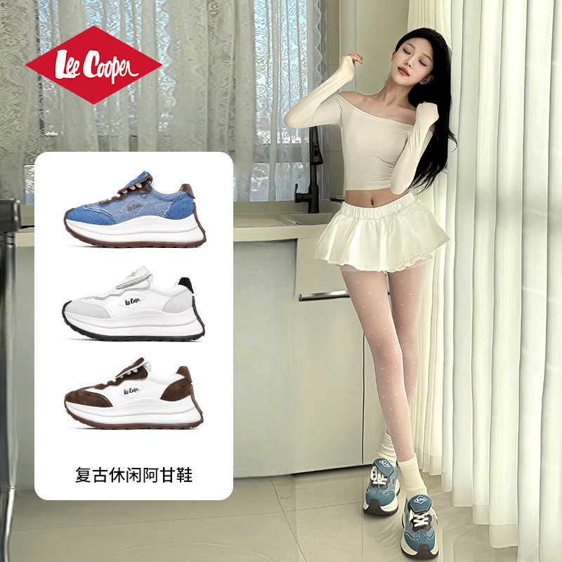 Lee Cooper时尚老爹鞋女款2025新款秋冬款软底增高低帮