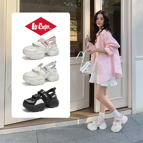 Lee Cooper厚底凉鞋女2026新款夏季镂空透气轻便增高玛丽珍老爹鞋