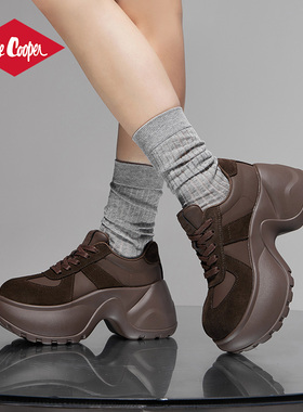 Lee Cooper厚底老爹鞋女2025冬季潮流加绒保暖复古增高运动休闲鞋