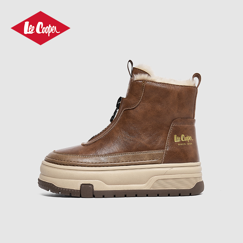Lee Cooper棉鞋女2025秋冬新款短筒加绒保暖雪地靴厚底东北棉鞋女