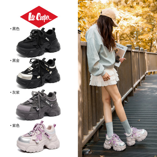 Lee Cooper厚底老爹鞋女款2025新款秋冬潮流增高保暖轻便休闲女鞋