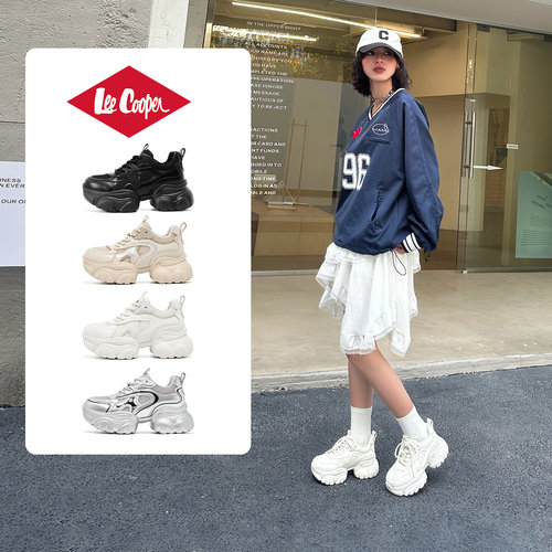 Lee Cooper厚底老爹鞋女款2026新款春季软底轻便透气运动休闲女鞋