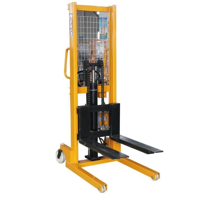 浙江宁波插电式半电动堆高车升高车手动装卸车液压搬运叉车
