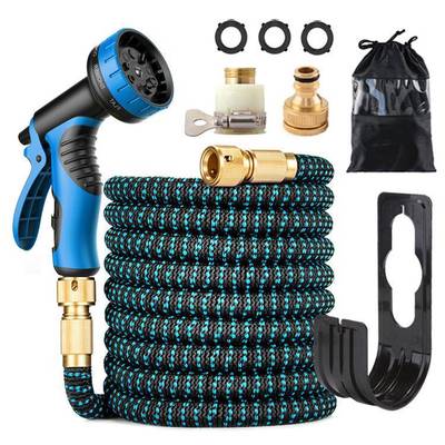 水管3倍伸缩软管花园水管高压水枪洗车水管黑绿双色洗车枪家用