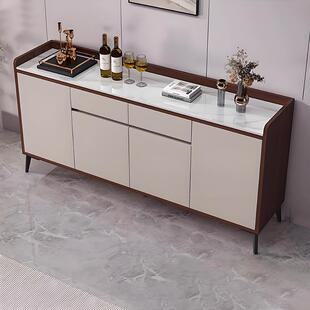 岩板餐边柜实木2025新款现代茶水边柜小户型客厅一体靠墙储物柜子