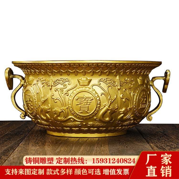 厂家新款纯铜聚宝盆摆件如意铜盆室内家居客厅店铺雕塑装饰艺术品