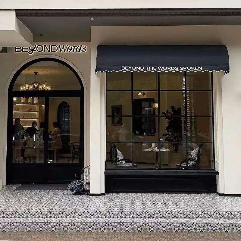 法式复古铁艺玻璃门店铺门奶茶店服装店咖啡厅老铁门拱形门