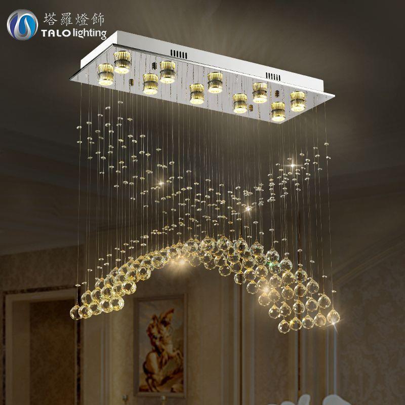 灯饰led水晶吊线灯长方形卧室客厅灯具拱形创意吧台餐厅吊灯