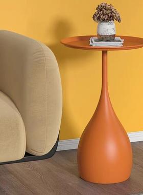 沙发边几小圆桌轻奢迷你床头小圆几可移动艺术设计师橙色白色