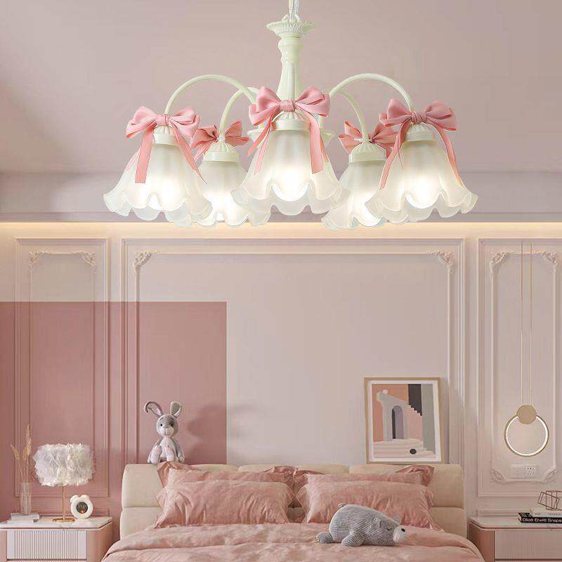 卧室奶油风吊灯少女蝴蝶结可爱客厅餐厅创意田园儿童房公主风灯具