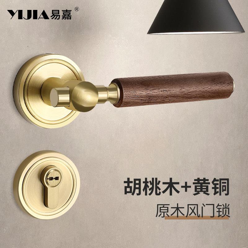 金色分体室内卧室房间法式门把手复古磁吸静音美式房门门锁家用