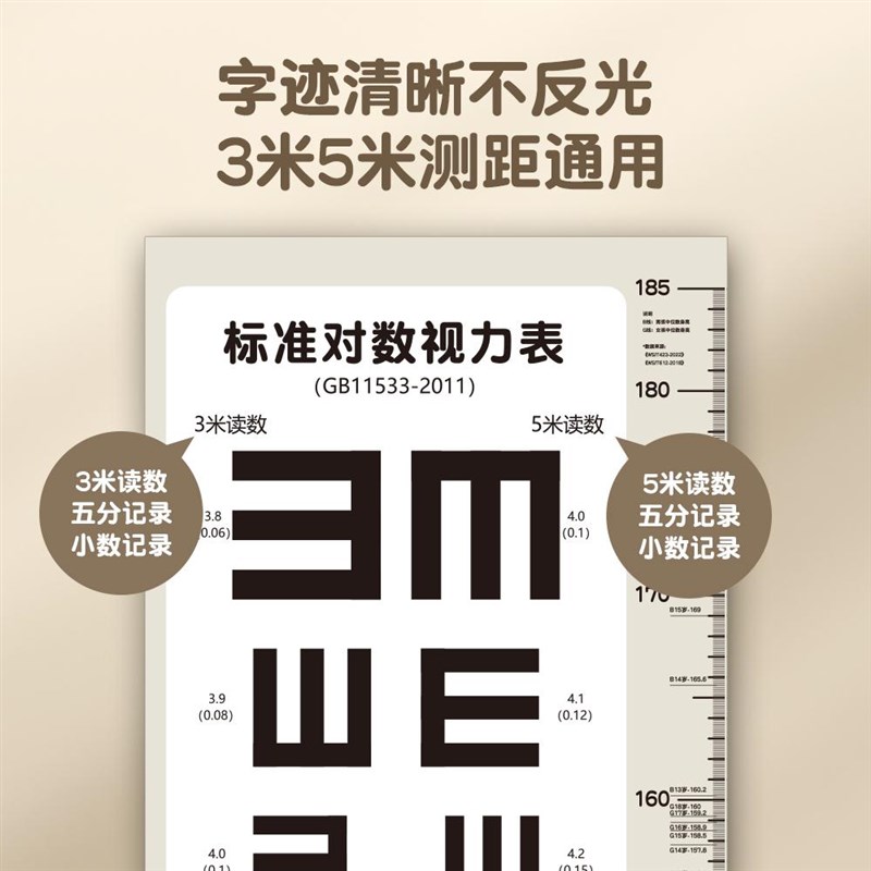 视力表身高贴二合一o国际标准家用标准视力测试表儿童身高测量墙