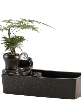 创意循环招财流水喷泉摆件可养鱼家居客厅生财办公室桌面开业礼品