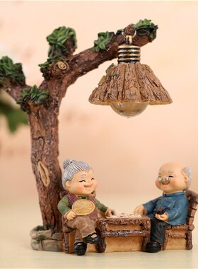 相守相伴老头老太温馨情侣老爷爷老奶奶婚房装饰摆件长辈结婚礼品