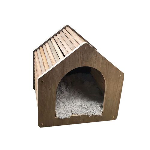 可拆卸木质猫屋狗屋实木猫窝宠物小木屋室内外别墅四季通用款猫窝 - 封面
