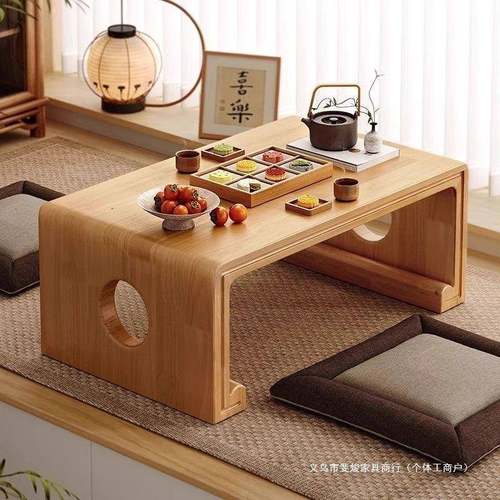 飘窗小桌子榻榻米茶桌炕桌茶几三件套小矮桌坐地窗台炕几实木地桌