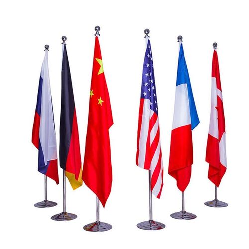 室内落地伸缩旗杆2米2.6米3米钛金加厚会议室办公室布置国旗党旗