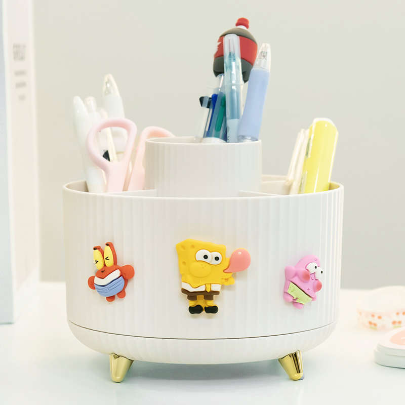 KT猫桌面旋转笔筒大容量文具收C纳盒小学生男孩女孩儿童书桌置物