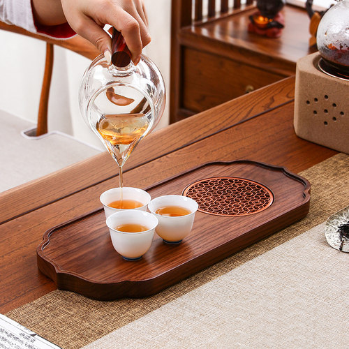 北美胡桃木干泡盘整块实木茶托壶承原木办公室简约单人小型泡茶台