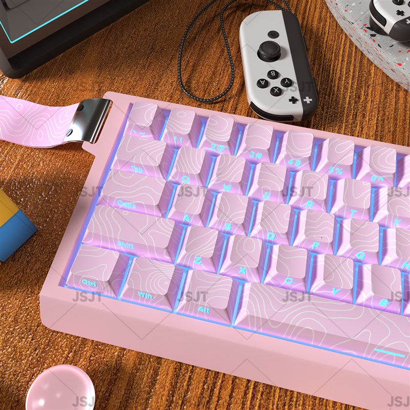 粉色等高线b pbt侧刻透光键帽适配wooting60/ND63/68/HI75/84/96