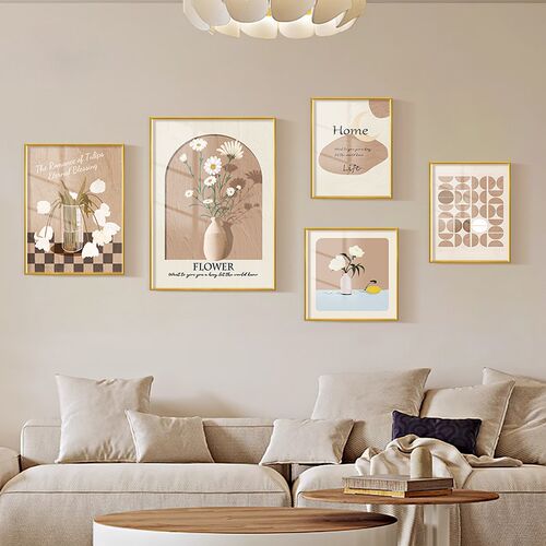 侘寂奶油风客厅装饰画o现代轻奢沙发背景挂画高级感抽象艺术中古