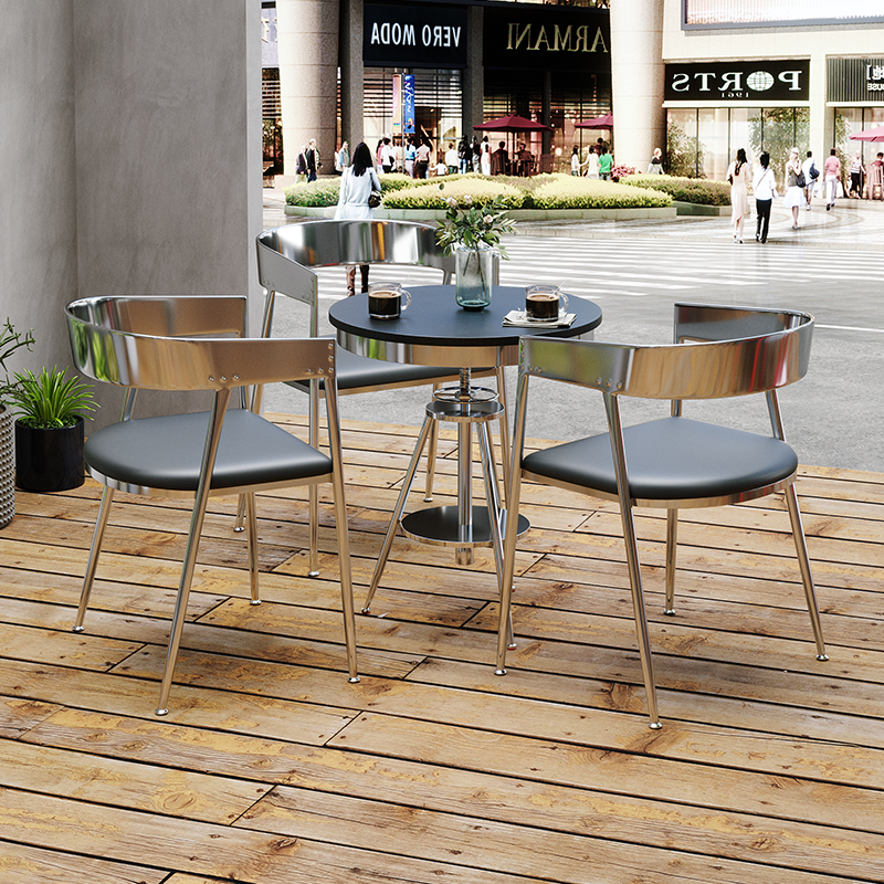 奶茶店桌椅组合咖啡厅酒吧清吧餐饮甜H品店商用工业风铁艺休闲桌
