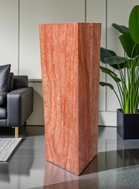 天然红洞石立柱摆件底座酒店别墅客厅I石材花架雕塑台石墩子底座