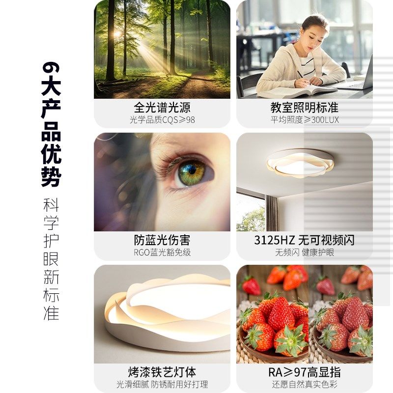 卧室灯吸顶灯2024新款中山灯具现代风高级感花朵花瓣房间主卧室灯