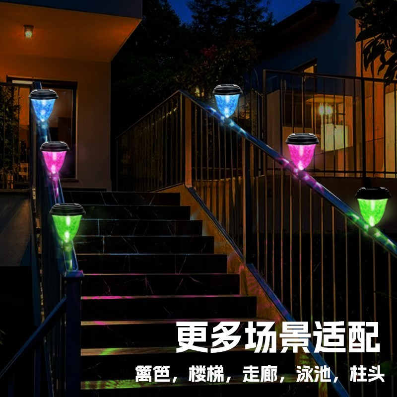 太阳能户外庭院灯阳台栏杆装饰花园护栏围栏绑带R复古小夜灯氛围