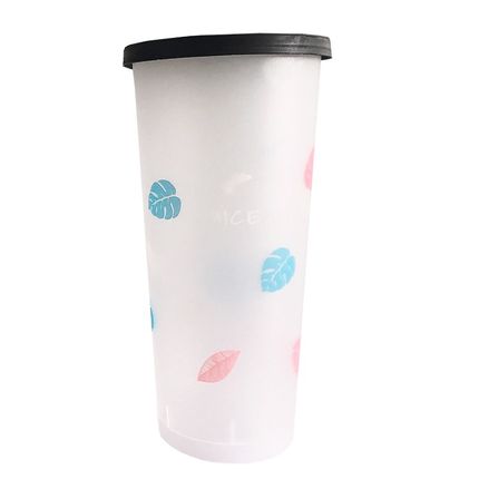 80口径高脚一次性奶茶杯子500ml 网红磨砂注塑杯打包果汁杯可定制