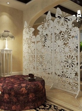 屏风隔断简约现代玄关时尚客厅白色雕花折P叠橱窗背景镂空酒店