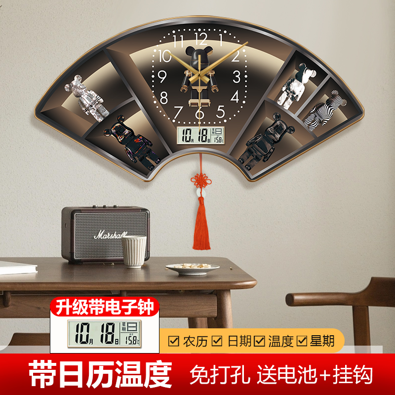 网红暴力熊钟表挂钟客厅创意v时尚餐厅理发店时钟挂墙艺术个性百