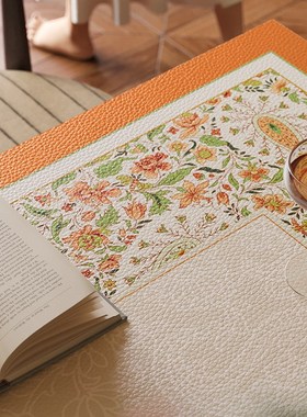 花织梦法式田园风绿色p高级感桌垫防水防油防烫免洗桌布桌面保护