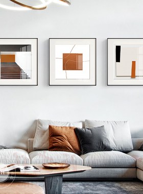 网红简现代橙色抽象客厅装约饰画极简艺术餐厅样板挂X房画蓝色高