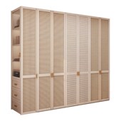 法式 复古实木衣柜k家用卧室2024新款 现代简约藤编门一门到顶可定