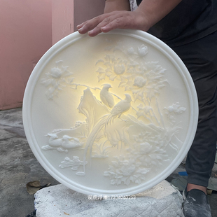 汉白玉浮雕壁画 石雕花鸟室内屏风挂件地雕 高档影壁墙客厅背景墙