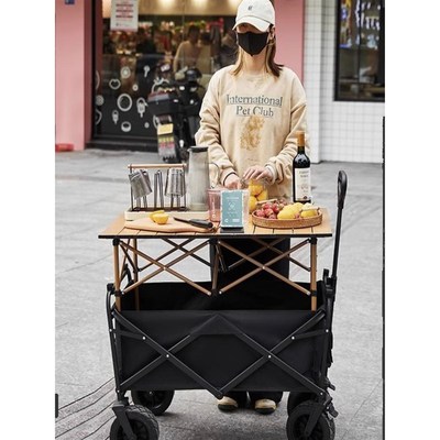 户外可折叠升降摆摊蛋卷桌椅套装露营推车钓鱼桌腿野餐一桌四椅