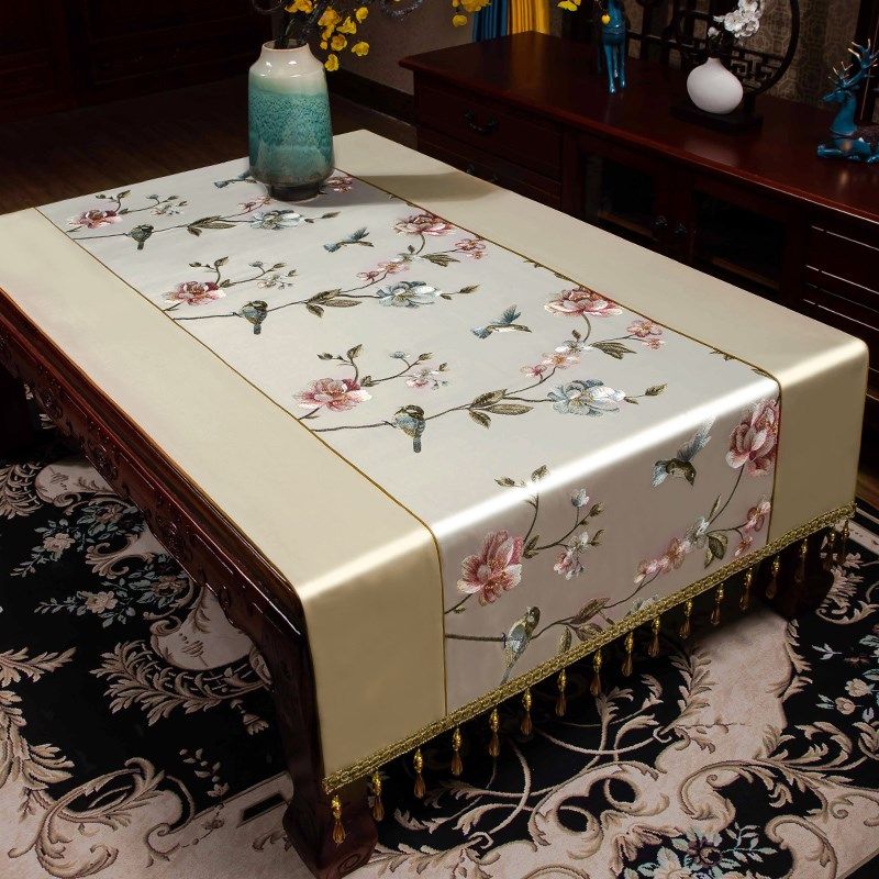 新中式茶几盖布轻奢高端客厅防尘茶桌垫布艺定制餐桌布长方形盖巾,居家布艺,桌布,淘宝优惠券,粉丝福利购,淘宝优惠卷