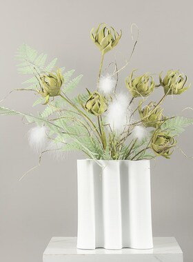 现代简约样板房装饰仿p真花艺成品角几小清新绿色轻奢客厅摆放花