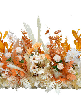 新款婚庆大款地排花蓝色仿真花婚礼布置J装饰花排t台路引婚礼假花