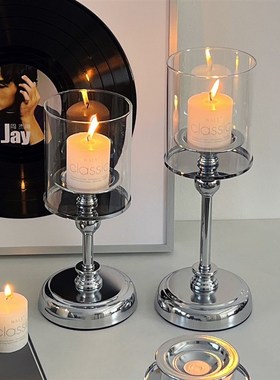 复古烛台香薰蜡烛家用烛光晚餐道具浪漫摆件蜡烛台座餐桌装饰品