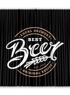 黑色潮牌工业风手绘啤酒全v遮光布酒吧餐厅落地窗隔断帘定制窗帘