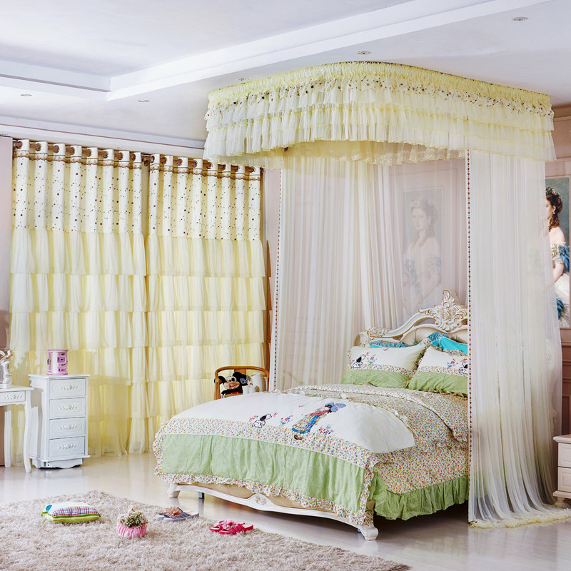 超大床定制打墙吸顶落地式wU形导轨豪华婚庆手拉拉绳宫廷蚊帐